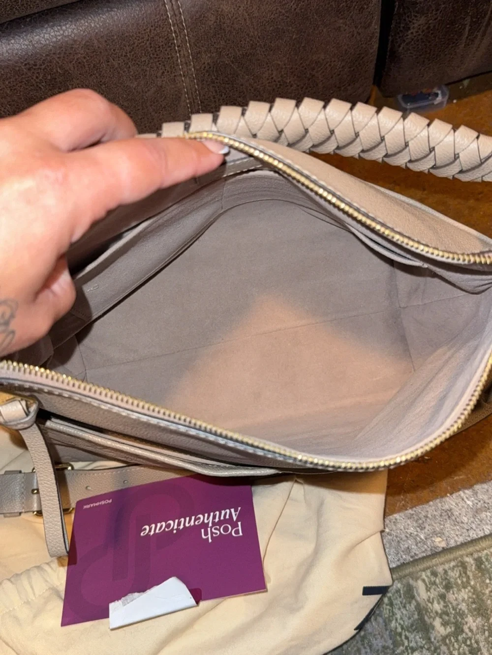 Louis Vuitton Taupe/Tan Embossed Monogram Hobo Bag